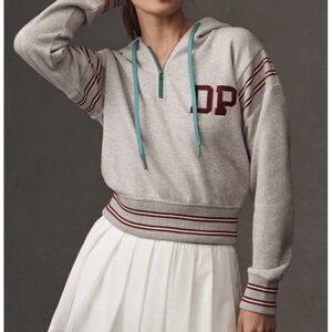 🟠NWT DAILY PRACTICE by ANTHROPOLOGIE Drawstring Hoodie in Heather Gray SMALL